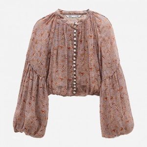 Zara cropped paisley blouse